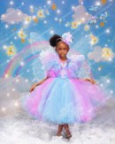 Lovely Colorful Butterfly Ruffles Dress for Girls