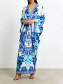 Loose Printing Draped Casual Dresses