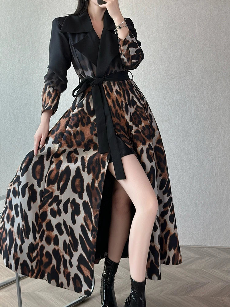 Leopard Printing Streetwear Midi Dress