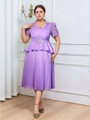 Plus Size Pleated Midi Dress