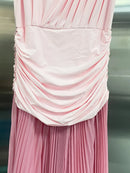 Plus Size Hit Color Spliced Folds Dress