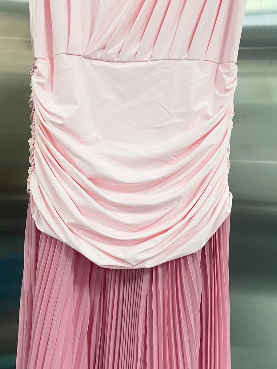 Plus Size Hit Color Spliced Folds Dress