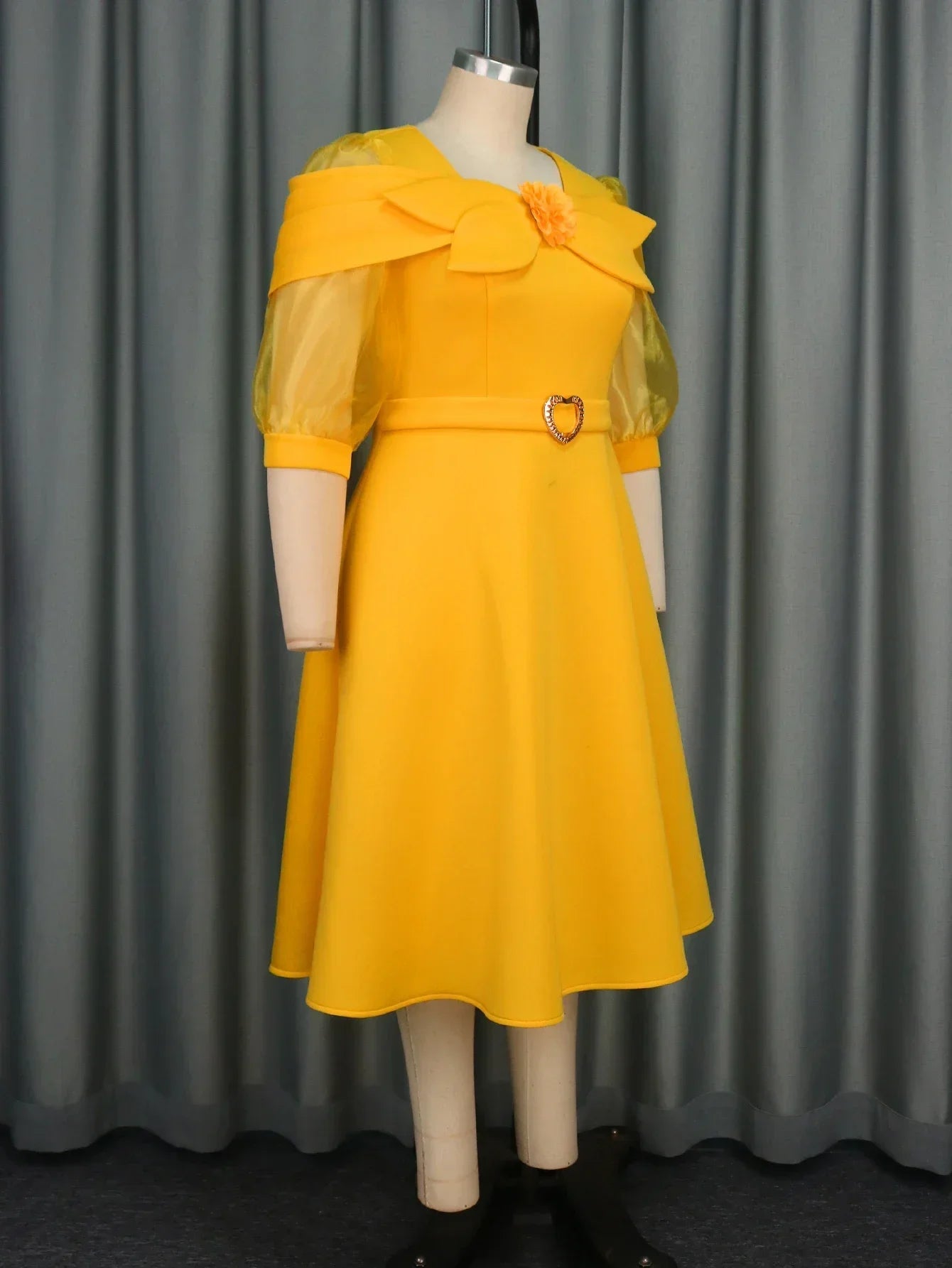 Plus Size Yellow A-Line Dress