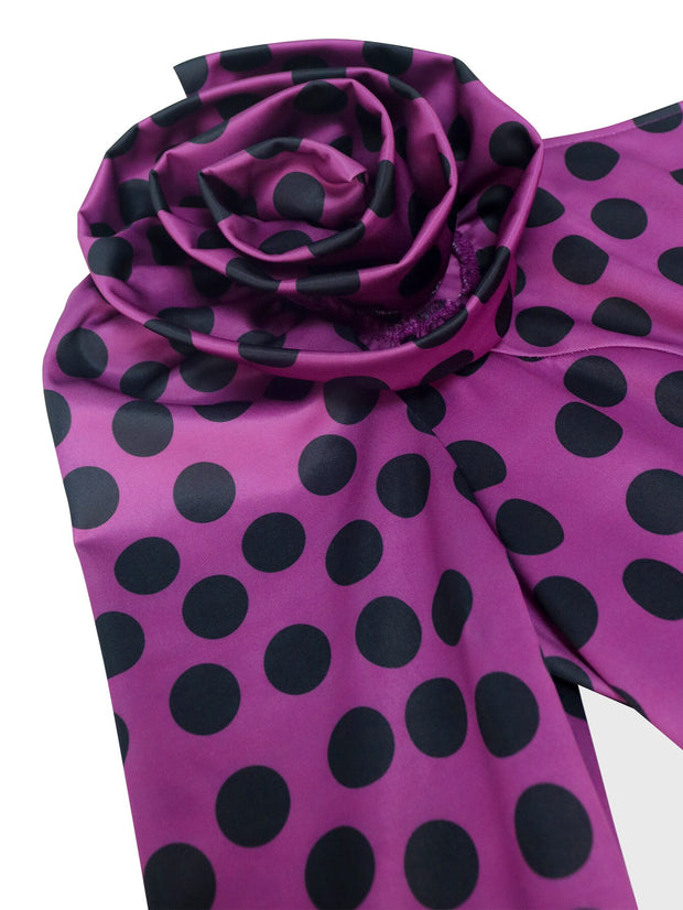 Purple One Shoulder Polka Dot Printed Jumpsuit
