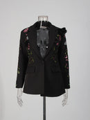 Sequins Elegant  3D Flower Blazer