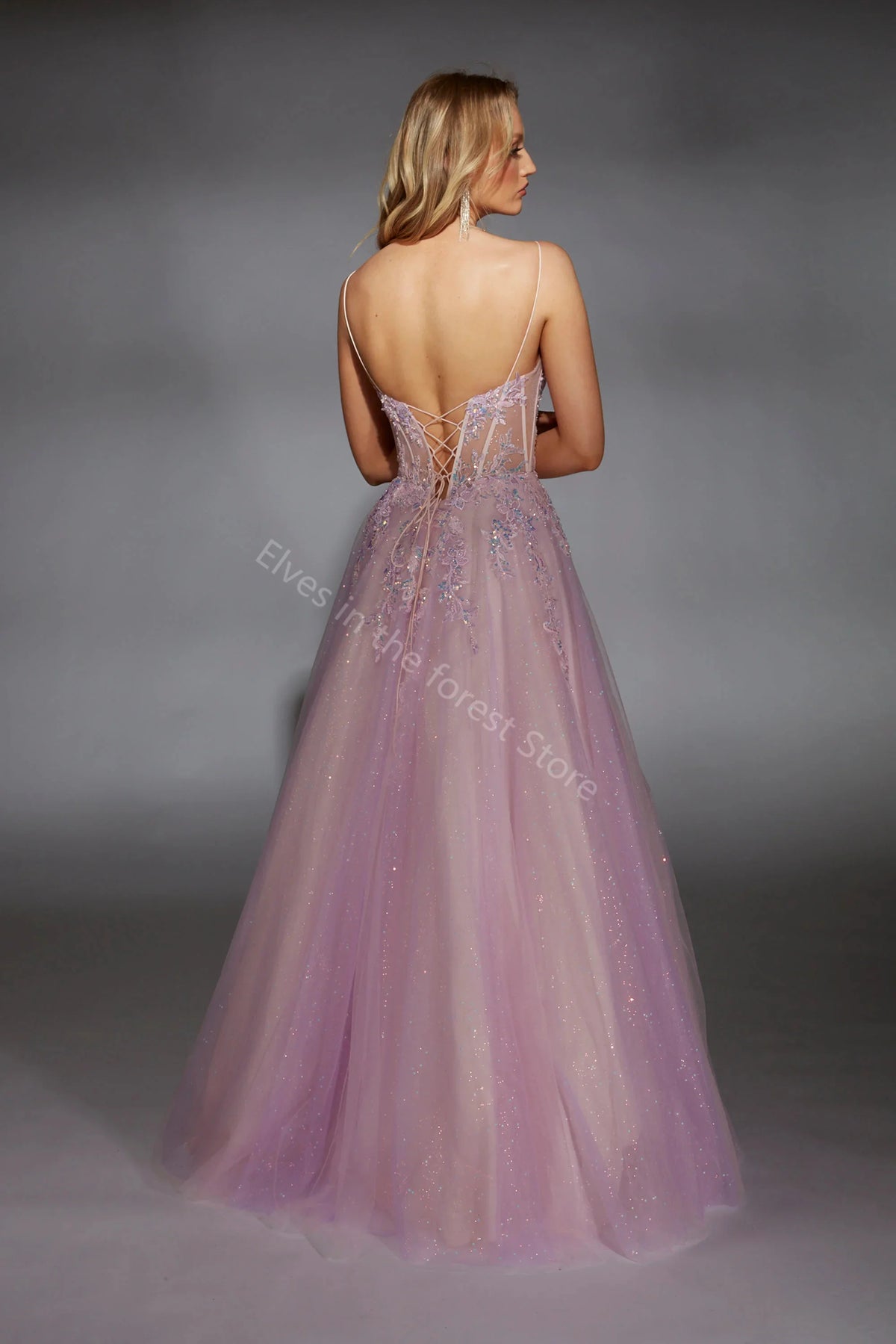 Lace Sequins Appliqués Sleeveless Evening Gowns