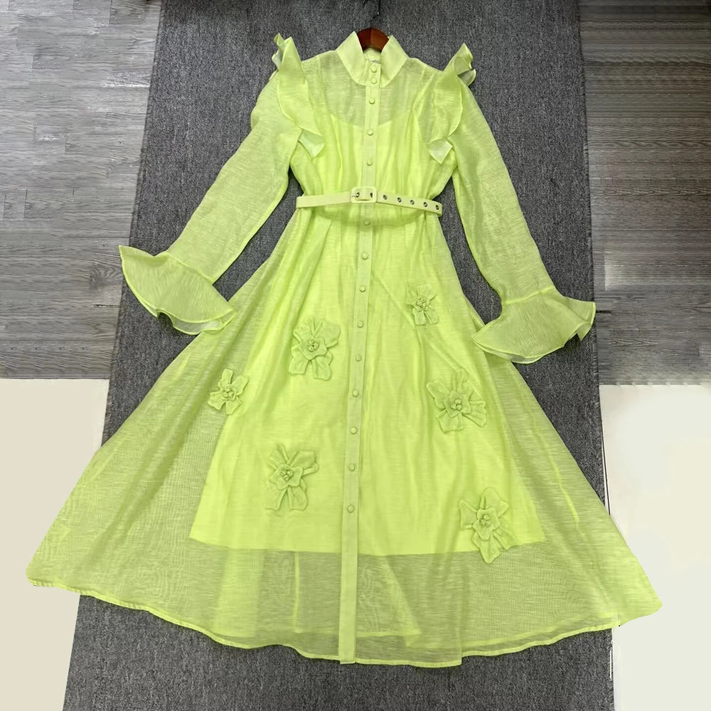 Spliced 3D Flower Dresses