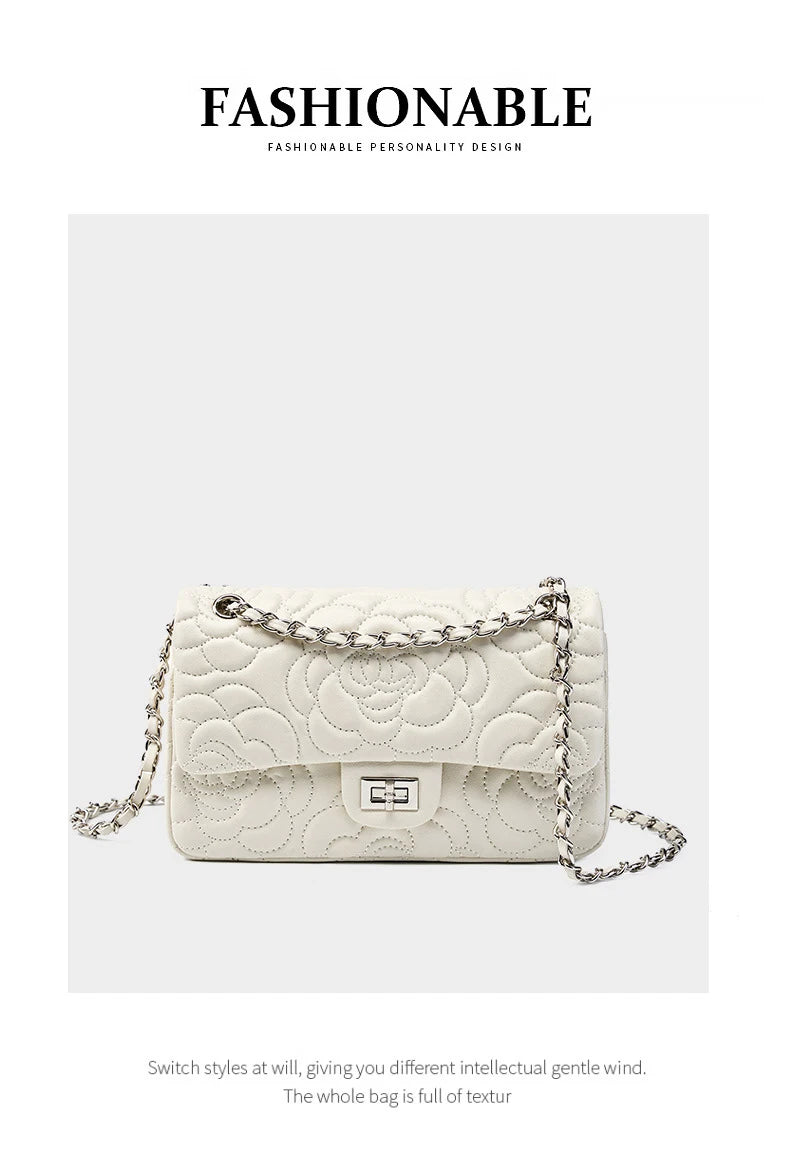 Camellia Pattern Chain Crossbody Bags
