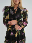 V Neck Long Sleeve Dress