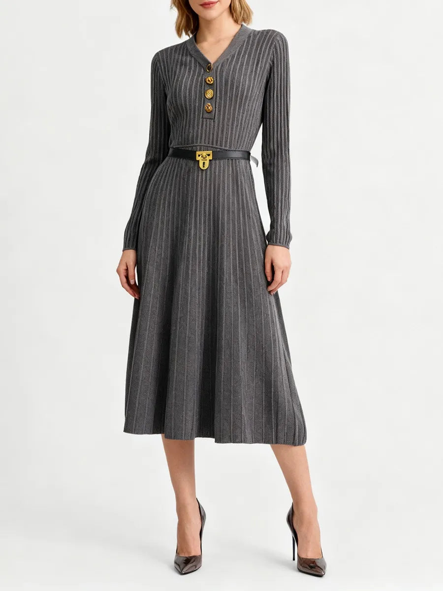 Buttons Knit Dresses