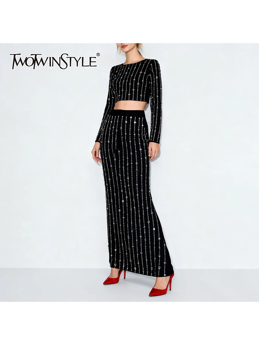 Beaded Two Piece Dress Set