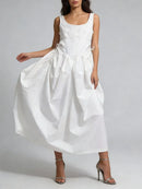 Solid Slimming Spliced Dress