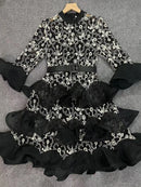 Sheer Spliced Embroidery Dresses