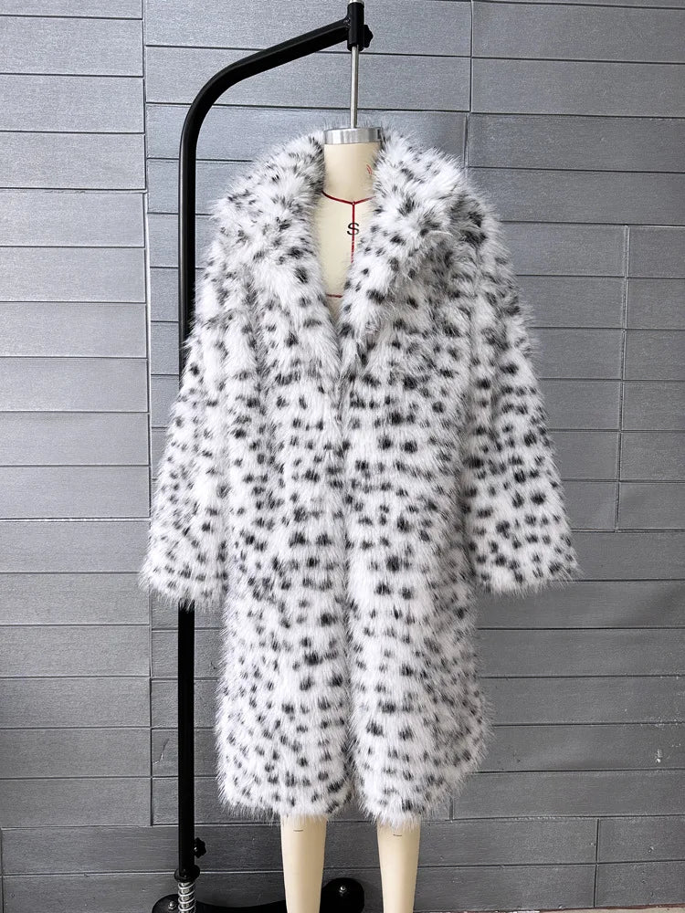 white leopard coat / L