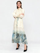 Gradient Loose Spliced Lace Up Dresses