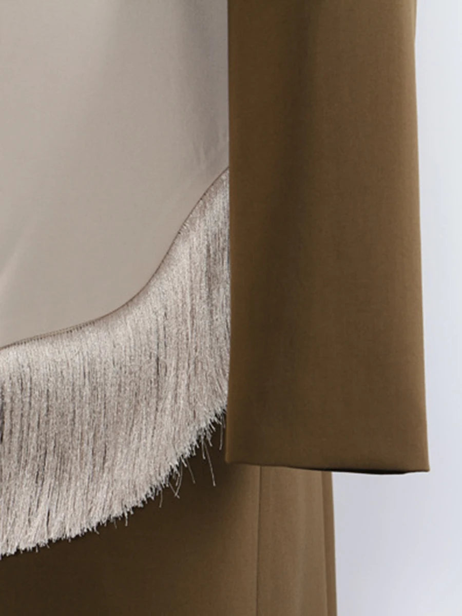 Hit Color Loose Tassels Coats