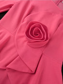 Plus Size Peplum 3D Flower Midi Dress