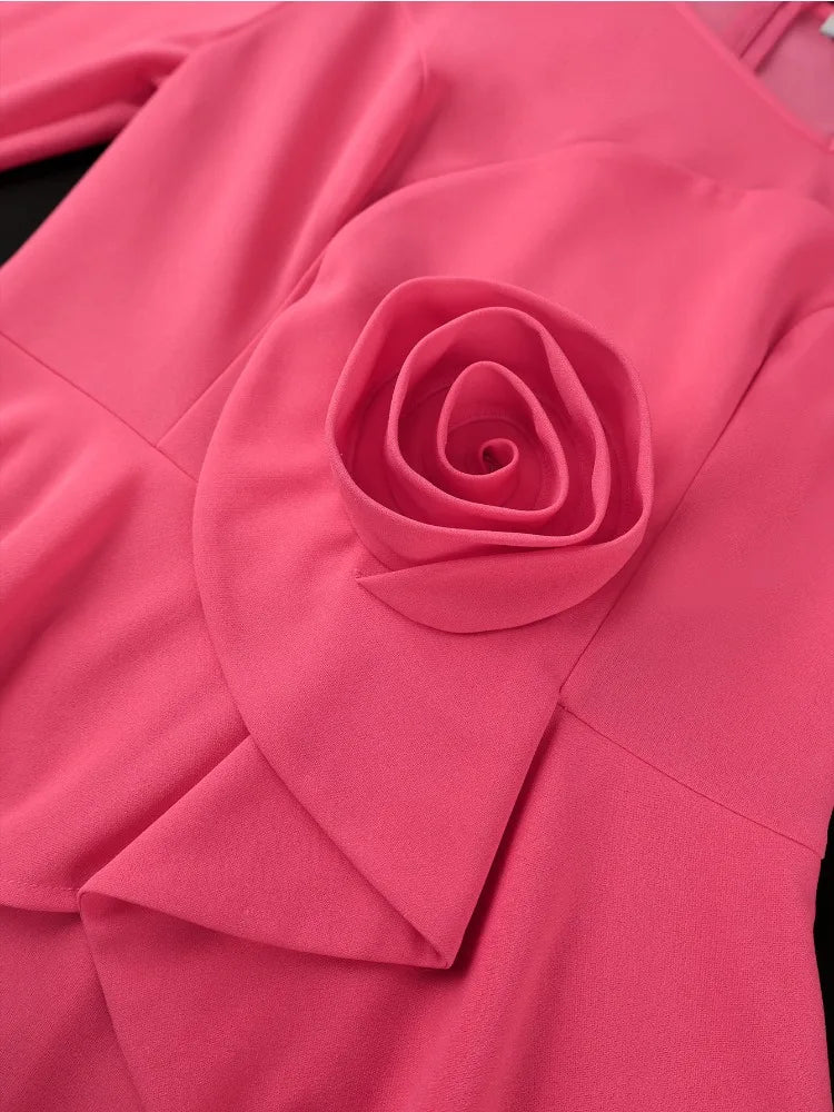 Plus Size Peplum 3D Flower Midi Dress