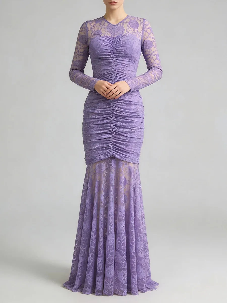 Sheer Spliced Lace Dresses