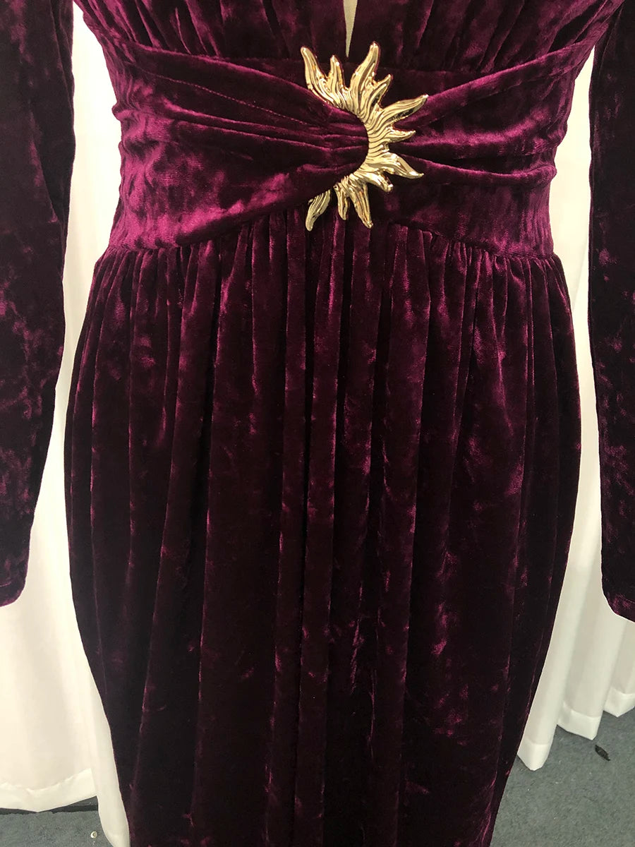 Solid Spliced Folds Dresses