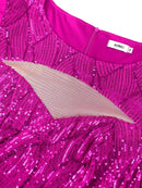Women Fuchsia Glitter Formal Dress