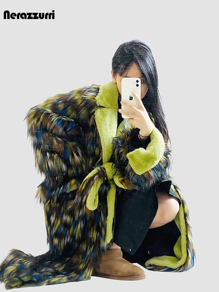 Fluffy Patchwork Overcoat