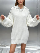 Solid Loose Spliced Fluff Casual Sweaters