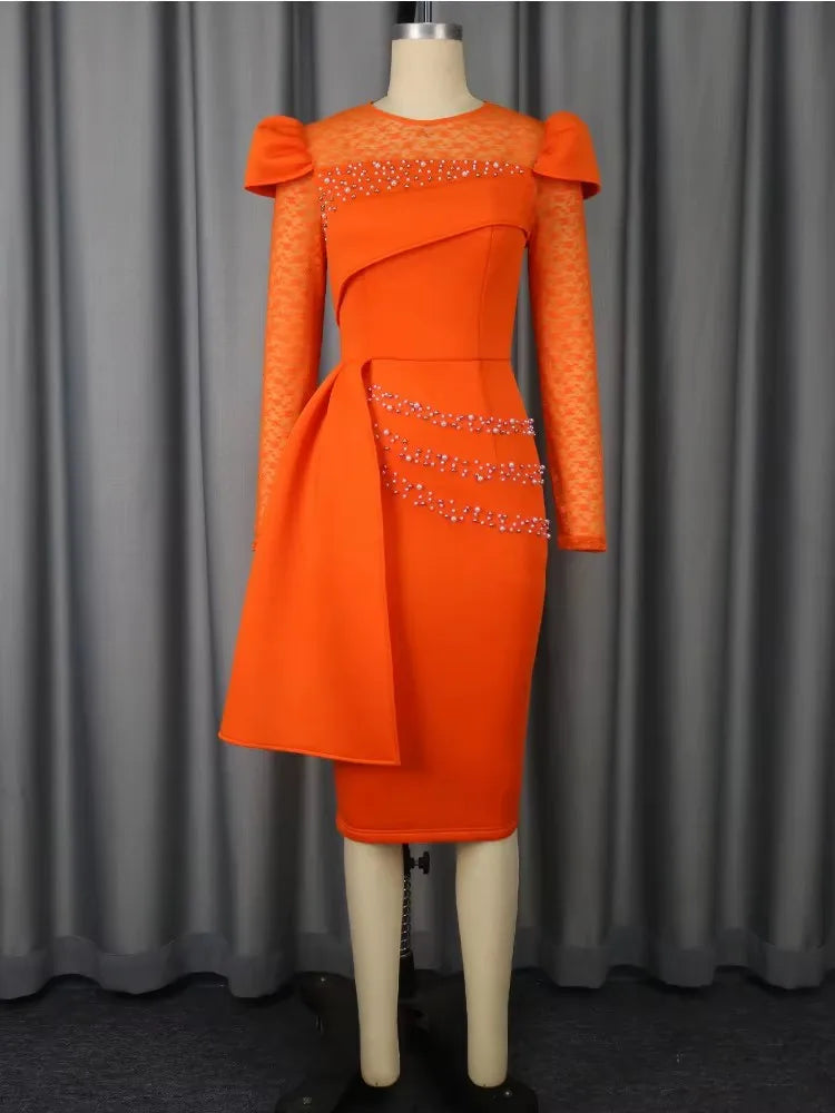 Plus Size Beaded Lace Dress