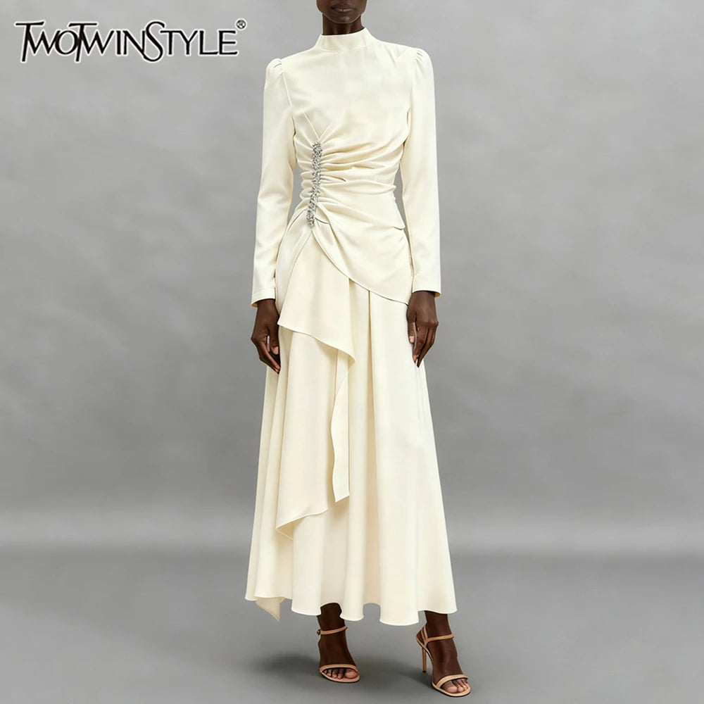 Slimming Spliced Bead Dresse