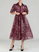 Loose Spliced Lace Up Dresses