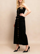 Solid Slimming Spliced Buttons Dresses