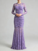 Sheer Spliced Lace Dresses