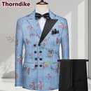 Men Suits 3 Piece Houndstooth Suit