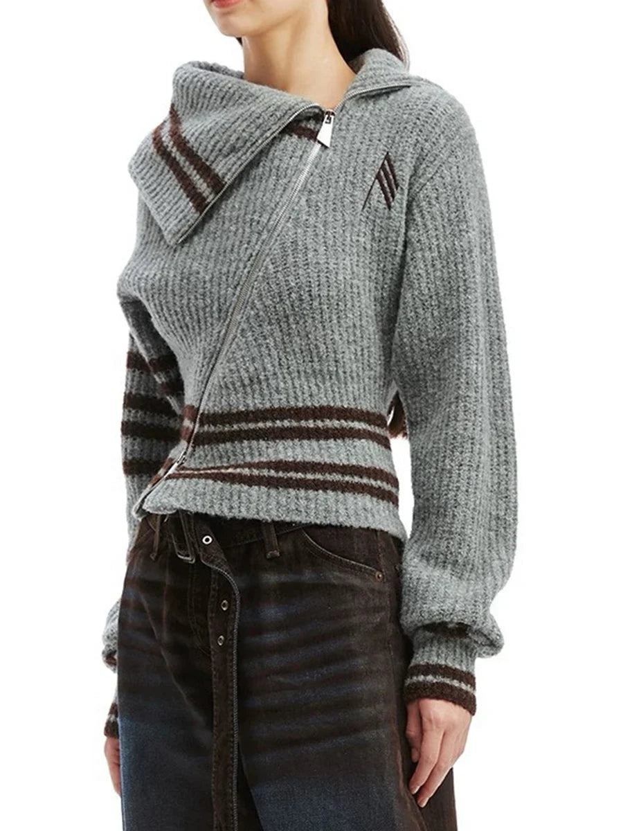 Striped Zipper Sweaters
