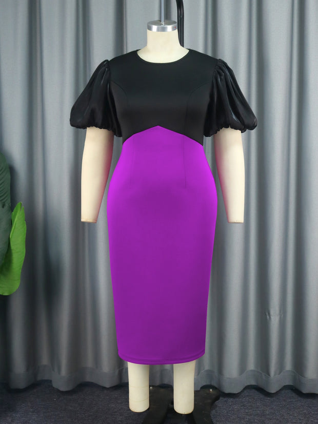 Black Purple Patchwork Dresses