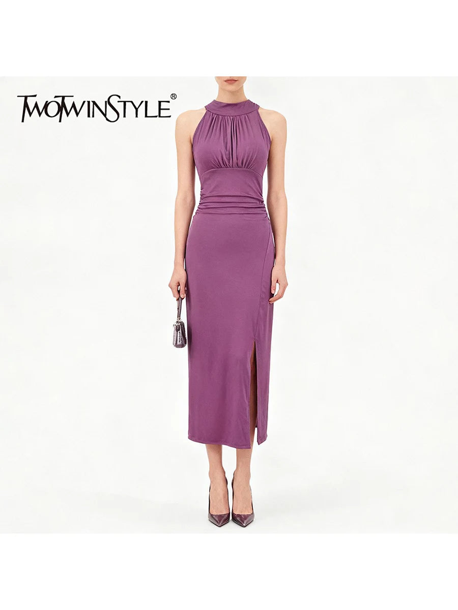 Round Neck Sleeveless  Dress