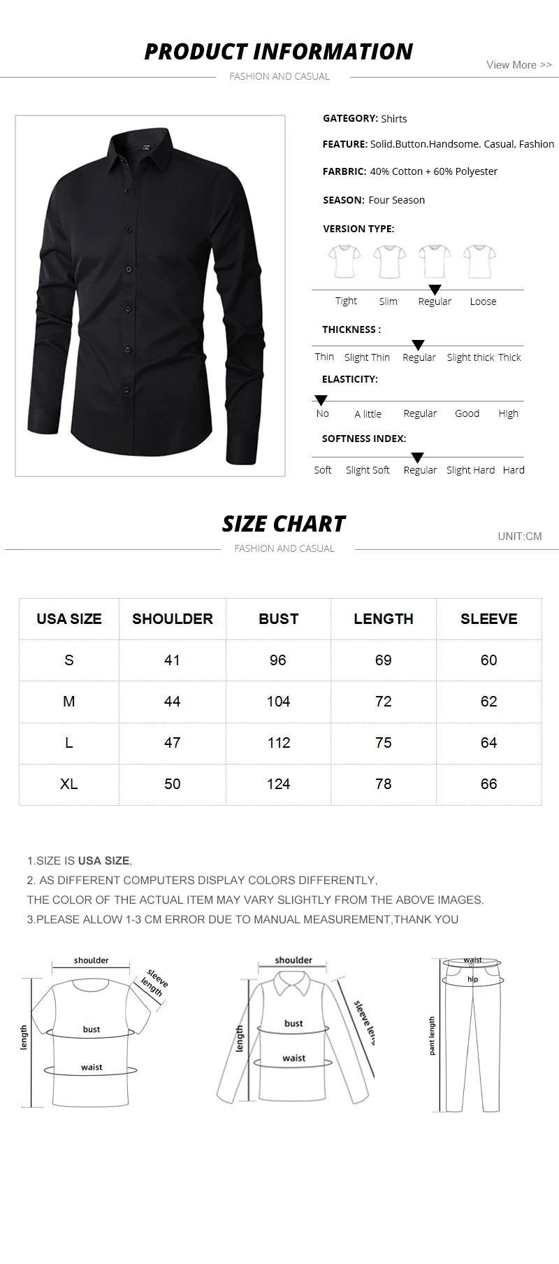 Men's Long Sleeve Regular Fit Shirt