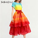 Gradient Ruffles Folds Dresses