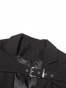 Solid Hollow Spliced Belt Jacket