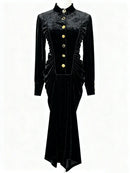 Single Breasted Velvet Dresses