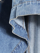 Denim Lapel Batwing Sleeve Coat
