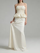 Solid Spliced Pleated Dresses