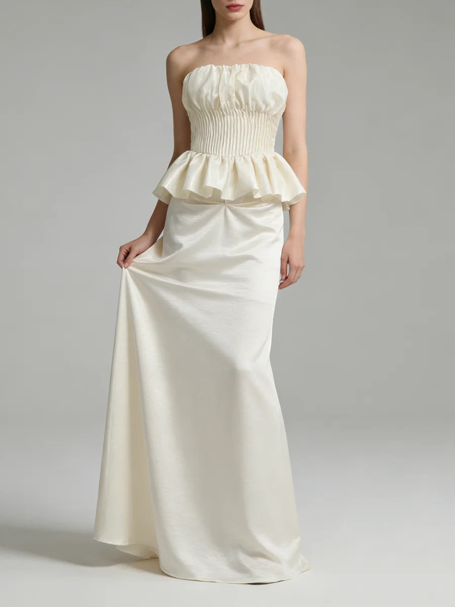 Solid Spliced Pleated Dresses