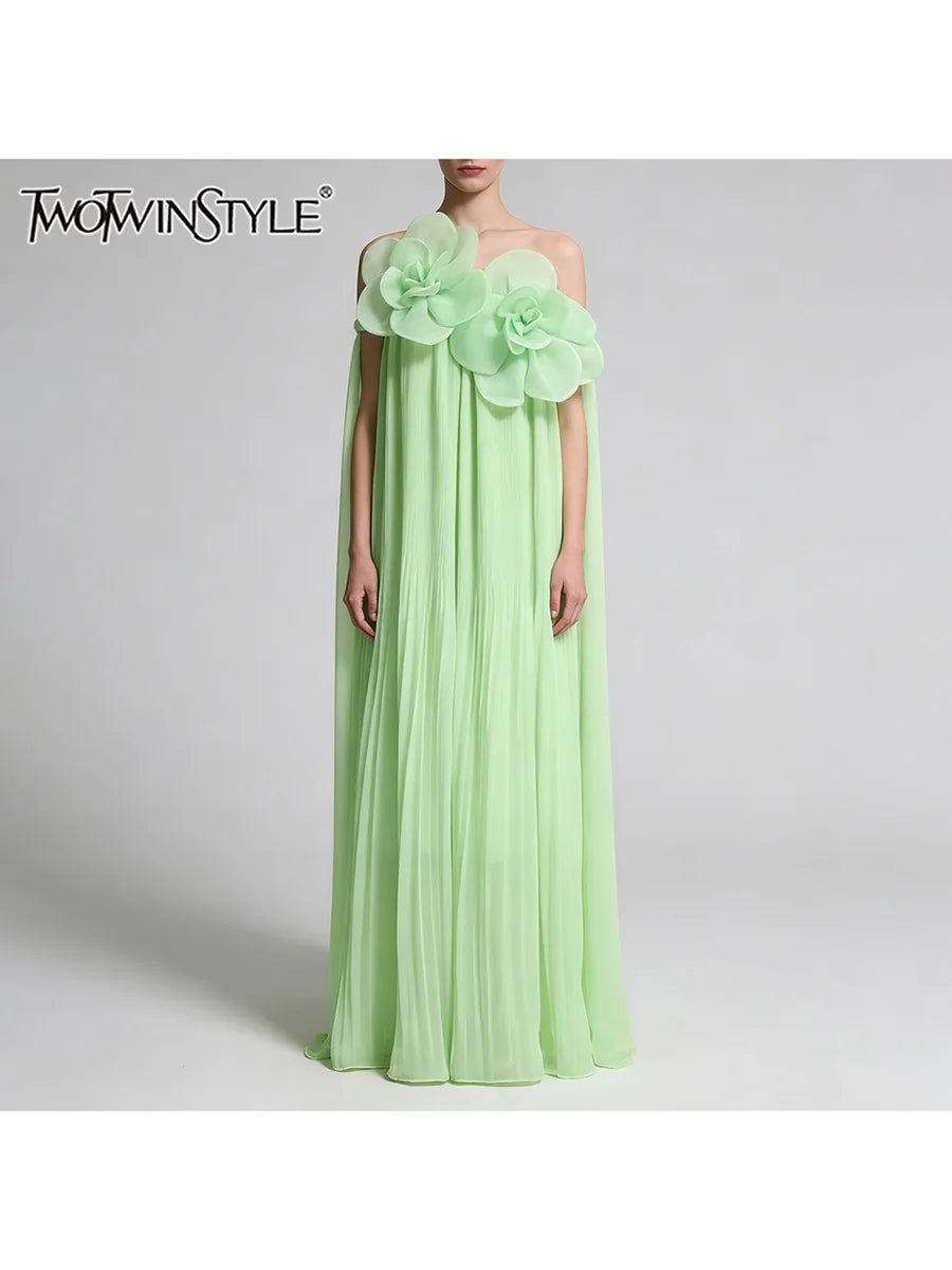 Loose Spliced Floral Dresses for Women