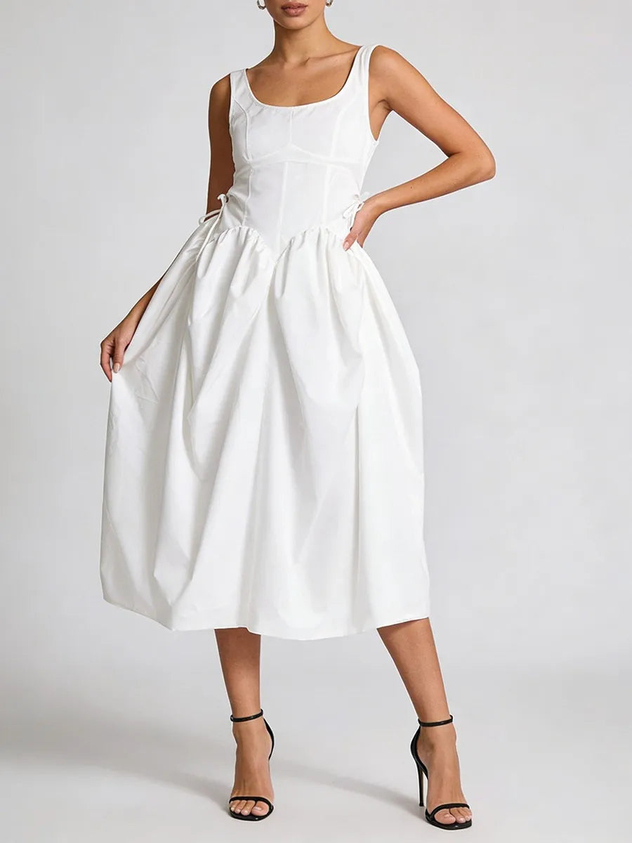 Solid Slimming Spliced Dress