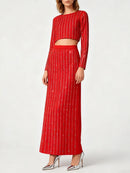 Beaded Two Piece Dress Set