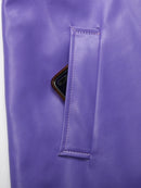 Long Purple Faux Leather Trench Coat