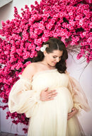 Off Shoulder Long Sleeves Pregnancy Gowns