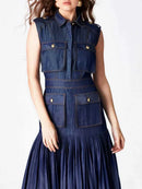 Patchwork Pockets Denim Dress