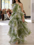 Patchwork Mesh Printing Dresses